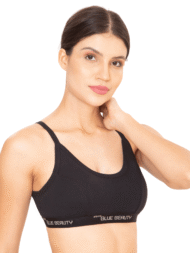 Sports Bra W/B Black Comfort Fit Cotton Bra - Image 3
