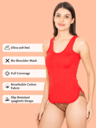 Red Comfort Fit Cotton Camisoles For Women - Image 7