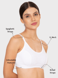 Sports Bra W/B White Comfort Fit Cotton Bra - Image 4