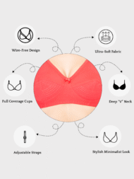 Clovia Red Comfort Fit Cotton Bra - Image 7