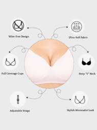 Push UP Padded Light Pink Pink Comfort Fit Cotton Bra - Image 6