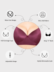 Push UP Padded Maroon Comfort Fit Cotton Bra - Image 6