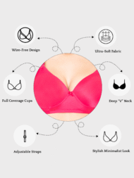 Push UP Padded Pink Comfort Fit Cotton Bra - Image 6