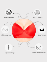 Push UP Padded Red Comfort Fit Cotton Bra - Image 6