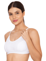 Sports Bra W/B White Comfort Fit Cotton Bra - Image 2